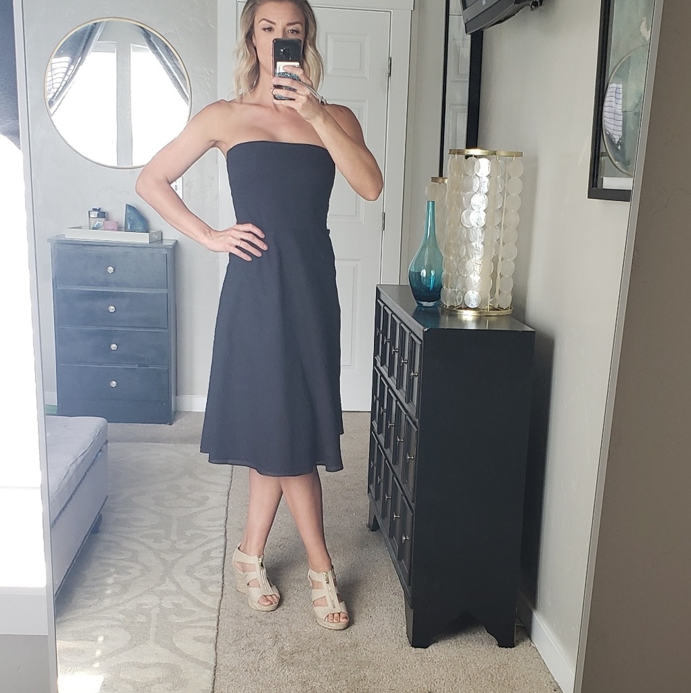 Black J. Crew textured strapless dress